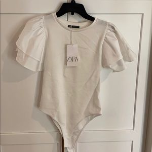 NWT Zara Flutter Sleeve Bodysuit